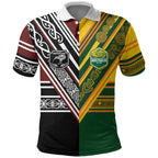 Custom Rugby New Zealand and Australia Polo Shirt Burgundy Koru Geometric with Aboriginal Chevron Sport Style