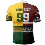 Custom Rugby New Zealand and Australia Polo Shirt Burgundy Koru Geometric with Aboriginal Chevron Sport Style
