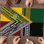 Rugby New Zealand and Australia Puzzle Burgundy Koru Geometric with Aboriginal Chevron Sport Style