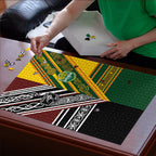 Rugby New Zealand and Australia Puzzle Burgundy Koru Geometric with Aboriginal Chevron Sport Style