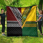 Rugby New Zealand and Australia Quilt Burgundy Koru Geometric with Aboriginal Chevron Sport Style