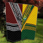 Rugby New Zealand and Australia Quilt Burgundy Koru Geometric with Aboriginal Chevron Sport Style
