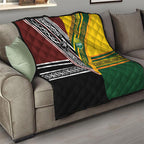 Rugby New Zealand and Australia Quilt Burgundy Koru Geometric with Aboriginal Chevron Sport Style