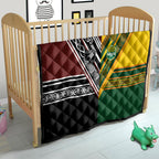 Rugby New Zealand and Australia Quilt Burgundy Koru Geometric with Aboriginal Chevron Sport Style