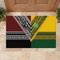 Rugby New Zealand and Australia Rubber Doormat Burgundy Koru Geometric with Aboriginal Chevron Sport Style