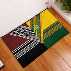 Rugby New Zealand and Australia Rubber Doormat Burgundy Koru Geometric with Aboriginal Chevron Sport Style