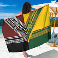 Rugby New Zealand and Australia Sarong Burgundy Koru Geometric with Aboriginal Chevron Sport Style