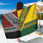 Rugby New Zealand and Australia Sarong Burgundy Koru Geometric with Aboriginal Chevron Sport Style