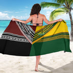 Rugby New Zealand and Australia Sarong Burgundy Koru Geometric with Aboriginal Chevron Sport Style