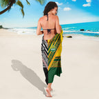 Rugby New Zealand and Australia Sarong Burgundy Koru Geometric with Aboriginal Chevron Sport Style