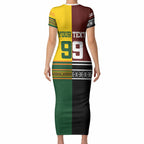 Custom Rugby New Zealand and Australia Short Sleeve Bodycon Dress Burgundy Koru Geometric with Aboriginal Chevron Sport Style
