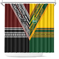 Rugby New Zealand and Australia Shower Curtain Burgundy Koru Geometric with Aboriginal Chevron Sport Style