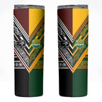 Rugby New Zealand and Australia Skinny Tumbler Burgundy Koru Geometric with Aboriginal Chevron Sport Style