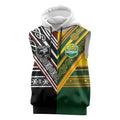 Custom Rugby New Zealand and Australia Sleeveless Hoodie Burgundy Koru Geometric with Aboriginal Chevron Sport Style