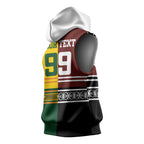 Custom Rugby New Zealand and Australia Sleeveless Hoodie Burgundy Koru Geometric with Aboriginal Chevron Sport Style