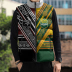 Custom Rugby New Zealand and Australia Sleeveless Puffer Jacket Burgundy Koru Geometric with Aboriginal Chevron Sport Style