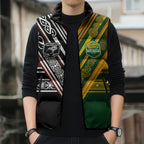 Custom Rugby New Zealand and Australia Sleeveless Puffer Jacket Burgundy Koru Geometric with Aboriginal Chevron Sport Style