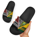 Rugby New Zealand and Australia Slide Sandals Burgundy Koru Geometric with Aboriginal Chevron Sport Style
