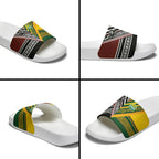 Rugby New Zealand and Australia Slide Sandals Burgundy Koru Geometric with Aboriginal Chevron Sport Style