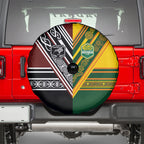 Rugby New Zealand and Australia Spare Tire Cover Burgundy Koru Geometric with Aboriginal Chevron Sport Style