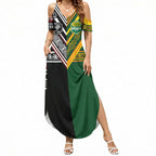 Custom Rugby New Zealand and Australia Summer Maxi Dress Burgundy Koru Geometric with Aboriginal Chevron Sport Style
