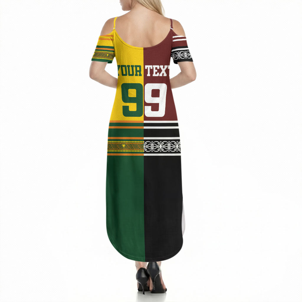 Custom Rugby New Zealand and Australia Summer Maxi Dress Burgundy Koru Geometric with Aboriginal Chevron Sport Style