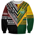Custom Rugby New Zealand and Australia Sweatshirt Burgundy Koru Geometric with Aboriginal Chevron Sport Style