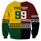 Custom Rugby New Zealand and Australia Sweatshirt Burgundy Koru Geometric with Aboriginal Chevron Sport Style