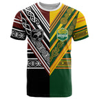 Custom Rugby New Zealand and Australia T Shirt Burgundy Koru Geometric with Aboriginal Chevron Sport Style