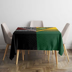 Rugby New Zealand and Australia Tablecloth Burgundy Koru Geometric with Aboriginal Chevron Sport Style
