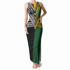 Custom Rugby New Zealand and Australia Tank Maxi Dress Burgundy Koru Geometric with Aboriginal Chevron Sport Style