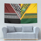 Rugby New Zealand and Australia Tapestry Burgundy Koru Geometric with Aboriginal Chevron Sport Style
