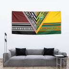 Rugby New Zealand and Australia Tapestry Burgundy Koru Geometric with Aboriginal Chevron Sport Style