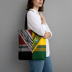 Rugby New Zealand and Australia Tote Bag Burgundy Koru Geometric with Aboriginal Chevron Sport Style