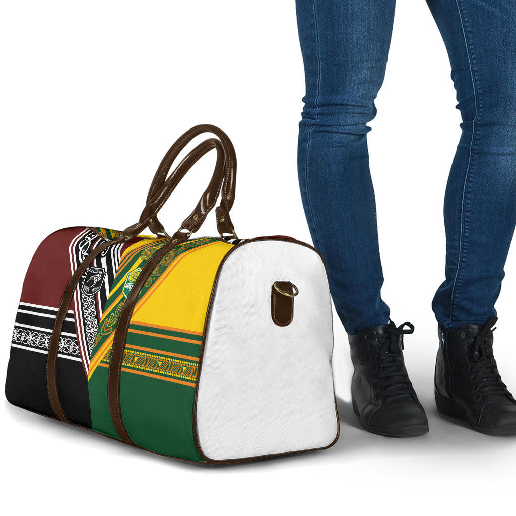 Rugby New Zealand and Australia Travel Bag Burgundy Koru Geometric with Aboriginal Chevron Sport Style