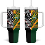 Rugby New Zealand and Australia Tumbler With Handle Burgundy Koru Geometric with Aboriginal Chevron Sport Style