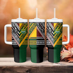 Rugby New Zealand and Australia Tumbler With Handle Burgundy Koru Geometric with Aboriginal Chevron Sport Style