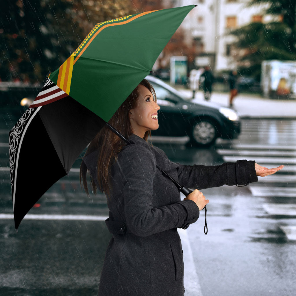Rugby New Zealand and Australia Umbrella Burgundy Koru Geometric with Aboriginal Chevron Sport Style