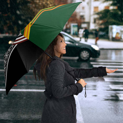 Rugby New Zealand and Australia Umbrella Burgundy Koru Geometric with Aboriginal Chevron Sport Style