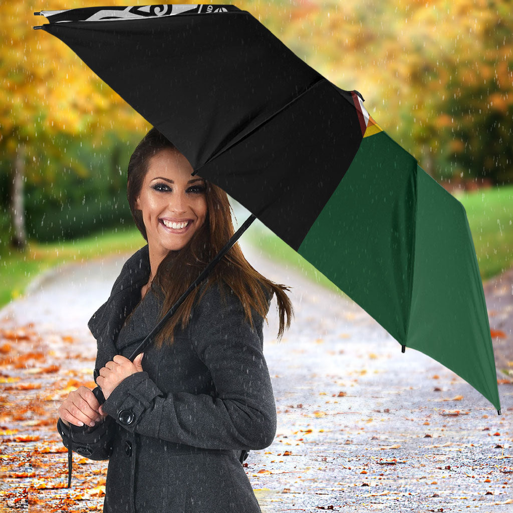 Rugby New Zealand and Australia Umbrella Burgundy Koru Geometric with Aboriginal Chevron Sport Style