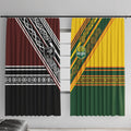 Rugby New Zealand and Australia Window Curtain Burgundy Koru Geometric with Aboriginal Chevron Sport Style