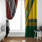 Rugby New Zealand and Australia Window Curtain Burgundy Koru Geometric with Aboriginal Chevron Sport Style