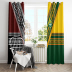 Rugby New Zealand and Australia Window Curtain Burgundy Koru Geometric with Aboriginal Chevron Sport Style