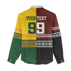 Custom Rugby New Zealand and Australia Women Casual Shirt Burgundy Koru Geometric with Aboriginal Chevron Sport Style