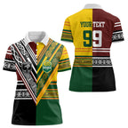 Custom Rugby New Zealand and Australia Women Polo Shirt Burgundy Koru Geometric with Aboriginal Chevron Sport Style