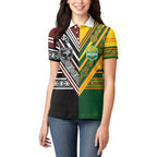 Custom Rugby New Zealand and Australia Women Polo Shirt Burgundy Koru Geometric with Aboriginal Chevron Sport Style