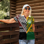 Custom Rugby New Zealand and Australia Women Polo Shirt Burgundy Koru Geometric with Aboriginal Chevron Sport Style