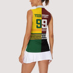 Custom Rugby New Zealand and Australia Women Sleeveless Polo Shirt Burgundy Koru Geometric with Aboriginal Chevron Sport Style