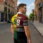 Custom Rugby New Zealand and Australia Zipper Polo Shirt Burgundy Koru Geometric with Aboriginal Chevron Sport Style