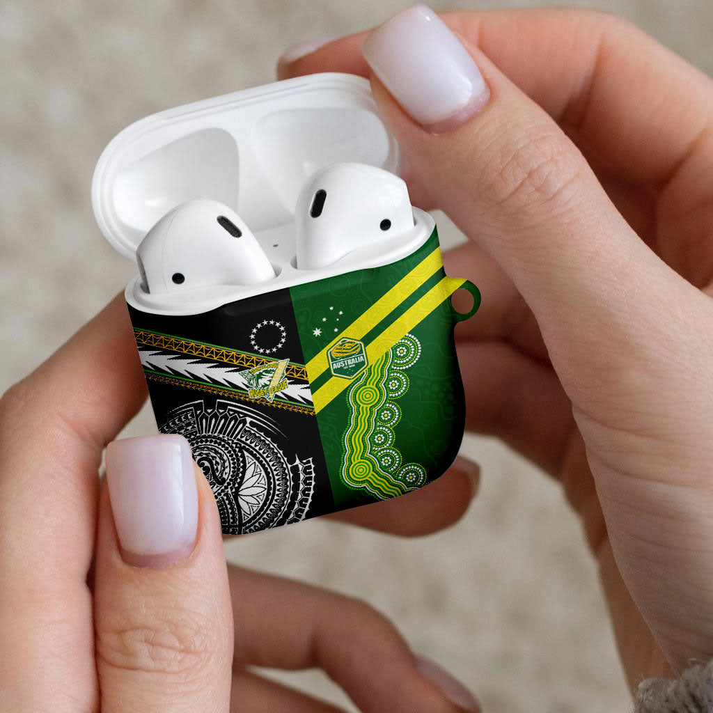 Rugby Cook Islands and Australia AirPods Case Tatau Tribal with Aboriginal Chevron Sport Style